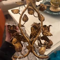 1960s Gilt Italian Candle Wall Sconce