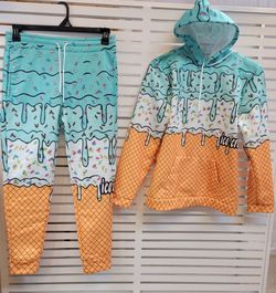 Size S - Ice Cream Print Hoodie and Jogger Set