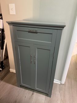 Gray-Blue Storage Cabinet with Drawer