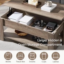 New  Lift Top Coffee Table With Hidden Storage 