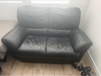 2 piece black leather couch
