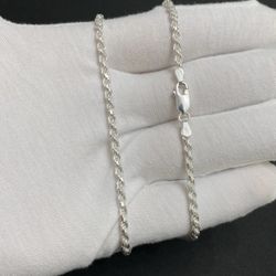 Solid Sterling Silver Rope Chain 2.5mm 22”