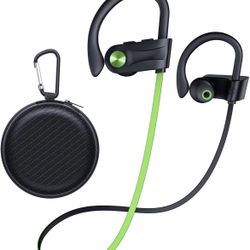 IPX7 Waterproof Bluetooth 5.3 Headphones with 16Hrs Playtime Stereo Bass Headsets with Mic Running Headphones with Earhooks for Sports Running Workout