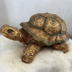 Vintage Turtle Rare Signed Pottery Heavy Sculpture Statue Retro Chipped Mid Century Modern Collectible Animal Indoor Outdoor 