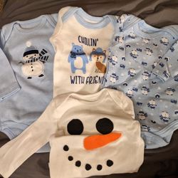 4 Piece Winter Thermal Baby Bodysuits/Onesies 3-6 Months