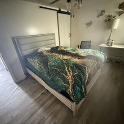 Bed Frame, Dresser And Mirror 