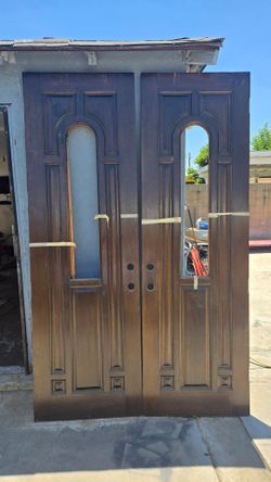 Wooden, Double doors, stained,