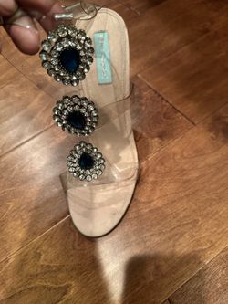 Clear heels with jeweled design size 10