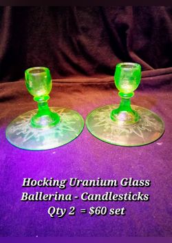Uranium Glass Candle Sticks 