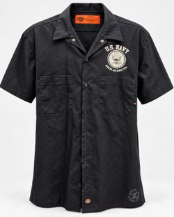 Dickies U.S. Navy Work Shirt XL Black Anchor Skull Graphic