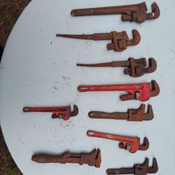 Lot of pipe wrenches