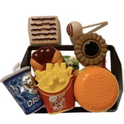 Fast Food Pretend Play Sets for Toddlers, Children | Play Food Set for Kids Kitchen | Fake Food, Hamburger and Fries, Soda, Desserts | Kitchen Toys