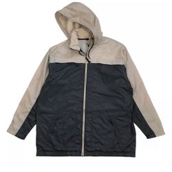 VINTAGE NIKE WINDBREAKER JACKET XL MENS HOODIE BEIGE SWEATSHIRT TRAVIS FULL ZIP