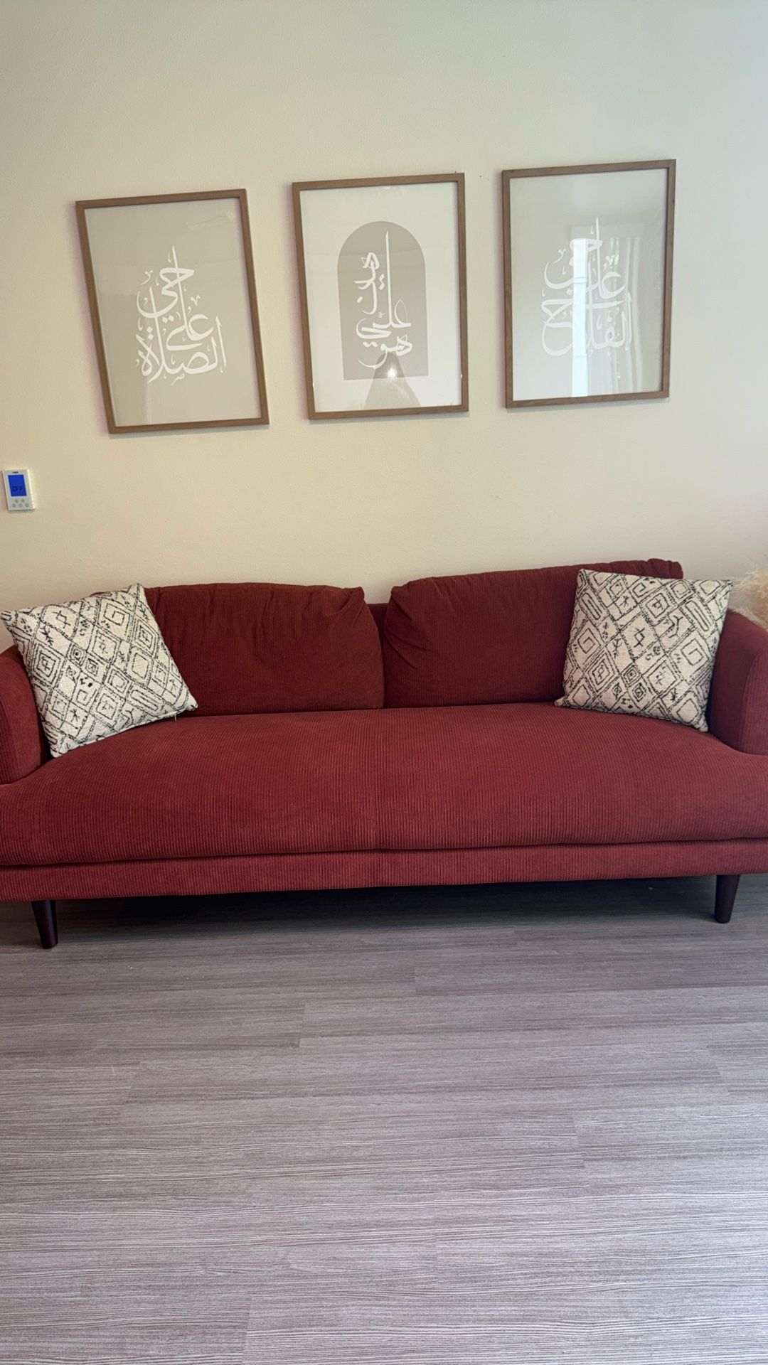 Juno Rust Sofa,  28in H x 82in W 