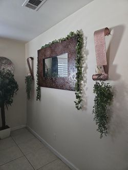 Home Wall Decor Mirror Frame With Side Candle Holders 