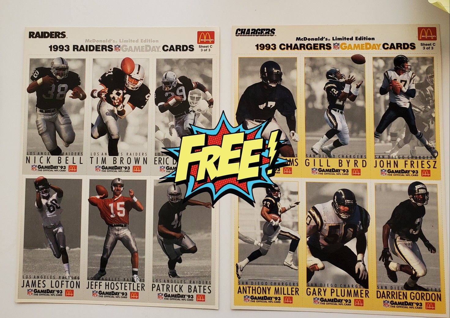 Free mcdonalds nfl cards 1993