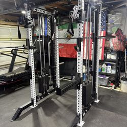 PRO SERIES Ultimate 3-1 Half Rack Functional Trainer w/Smith Machine Bar | 400lb Stack | Gym Equipment | Fitness | Commercial | Squat Rack 