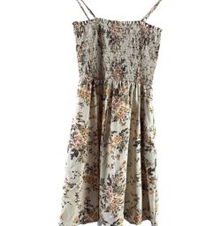 Floral Smocked Sundress Mini Dress Spaghetti Strap Boho Women’s XS
