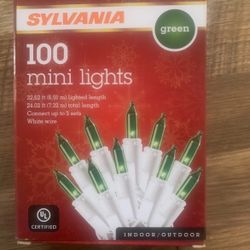 Sylvania 100 Mini lights Green, White wire Indoor/Outdoor Christmas Lights