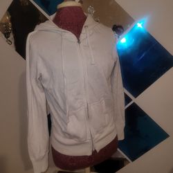 White zip up hoodie jacket