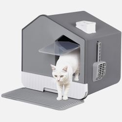 Enclosed Cat Litter Box w/ Mat and Litter Scooper