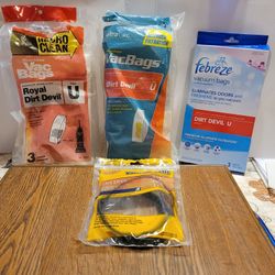 $8.00 for "Royal Dirt Devil" Type " U " Vacuum Bags and 2 4&5 Vacuum Belts