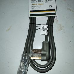 Power Cord, 3 Prong For Dryer, 6 Feet