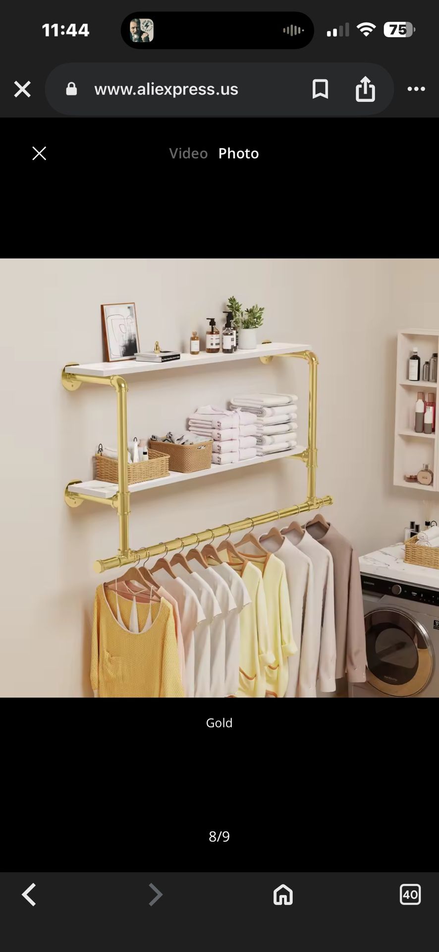 New 41 inch industrial wall mounted shelves with clothing rack