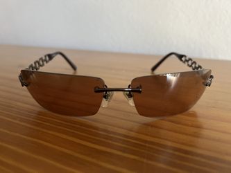 Vintage 90s Salvatore Ferragamo Silver Brown Rectangular Ladies Sunglasses