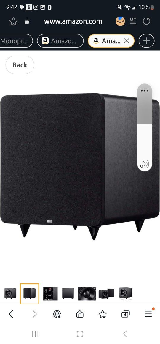 Monoprice SW 12 400 Watt RMS (600 Watt Peak) Powered Subwoofer 12 Inch, Ported Design, Variable Phase Control, Variable Low Pass Filter, F