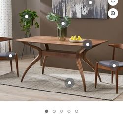 Mid‑Century Walnut Dining Set – Table + 4 Chairs (Retail $673)