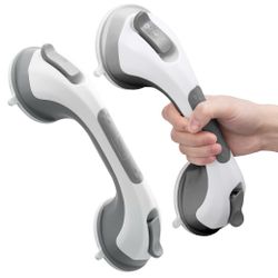 LEVERLOC 12" Suction Grab Bars - 2 Pack, Gray