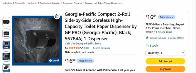 Side by side tissue (TP) dispenser