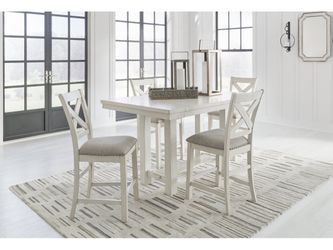Robbinsdale Antique White Counter EXT Table and 4 Barstools