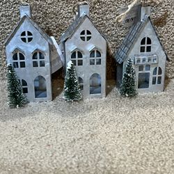 Target Wondershop 2023 Metal Houses Christmas Tree Ornaments, Set of 3, New
