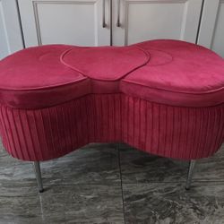 Hello Kitty Bow Velvet Ottoman Storage Bench  32" long