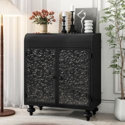 Art Accent Cabinet With 2 Doors, Sideboard Buffet Cabinet with Storage, Distressed Decorative Storage Cabinet With Embossed Pattern For Entryway Livin
