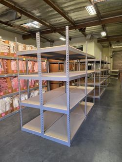4 Tier Shelving 48 in W x 24 in D American Made Used Heavy Duty Steel Boltless Storage Rack Delivery Available