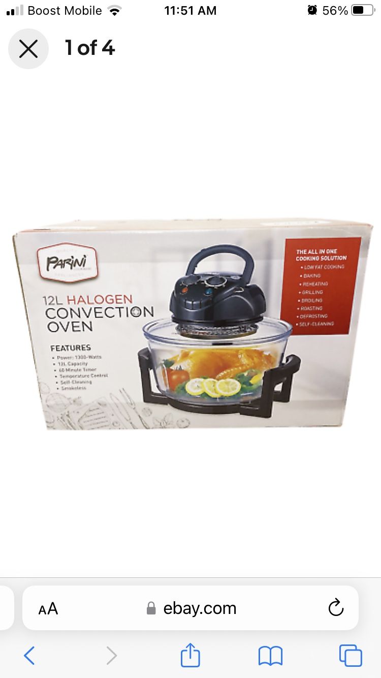 Parini Cookware 12L Halogen Convection Oven Kitchen Machine 1300W
