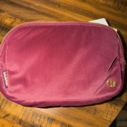 Lululemon Velour Crossbody Bag Color Wine Berry Gold