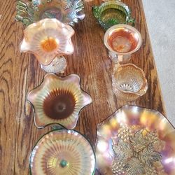 Carnival Glass Antique 15 Pieces 