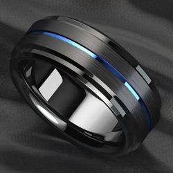 Men's Size 10 Black/Gold Titanium Stainless Steel Ring
