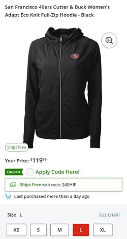 San Francisco 49ers Cutter & Buck Women's Adapt Eco Knit Full-Zip Hoodie - Black