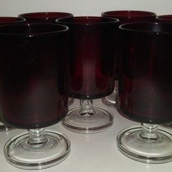 Set Of 8 Ruby Red Glassware