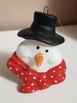 Vintage Department 56 Snowman Porcelain Ornament