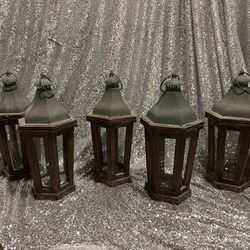 Large Wooden Lanterns (set Of 5)  Thumbnail