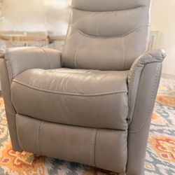 Taupe Faux Leather Swivel Glider Recliner
