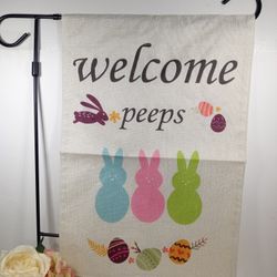  Easter Garden Flag. 12"x18"  Easter Bunny Garden Flag. Welcome Peep  Decor.