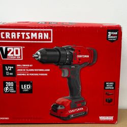 CRAFTSMAN V20 Cordless Drill/Driver Kit, 1/2 inch, Battery and Charger Included (CMCD700C1)