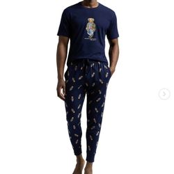 Polo Ralph Lauren Polo Bear Jogger Pajama Set Cruise Navy with Tahiti Bear Size M